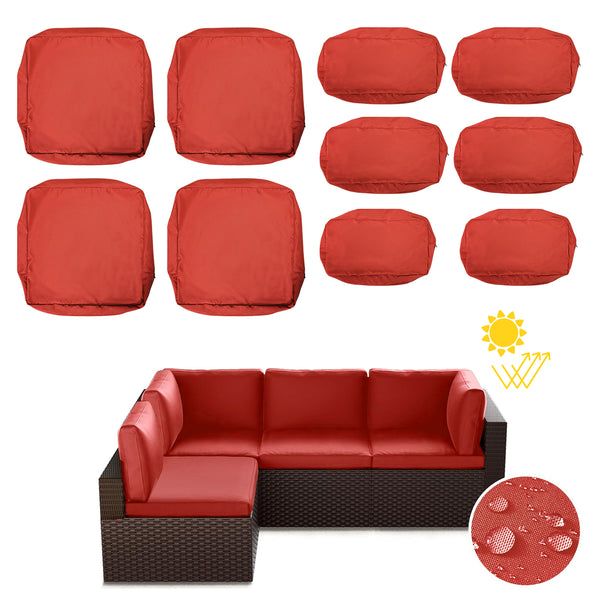Waterproof Outdoor Cushion Cover Set – 10-Piece (4 Seats + 4 Pillows + 2 Pillows)