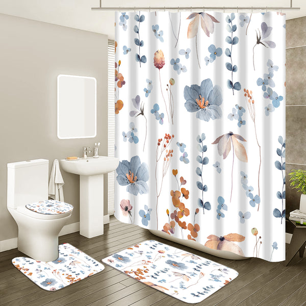 Ink flower shower curtain