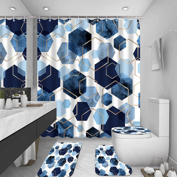 Geometric shower curtain set