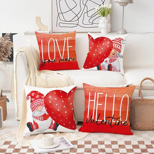 Valentine's Day Gnome Throw Pillow Covers – Cute Holiday Decor