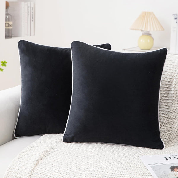Velvet Throw Pillow Cover with Piping Edge