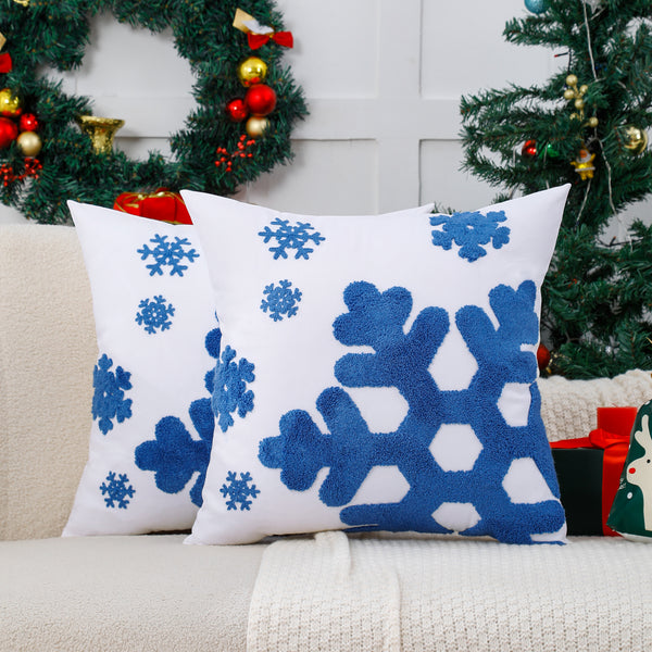 Snowflake Embroidered Pillow Cover